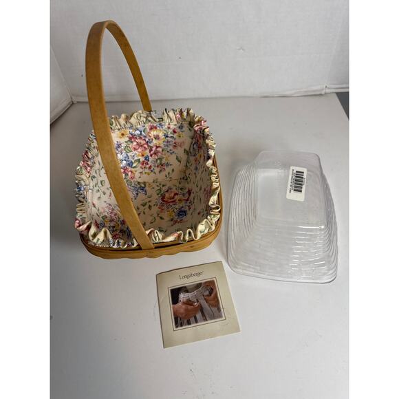 Longaberger 2003 Small Easter Woven Basket With Floral Liner Plastic Protector - Picture 2 of 10